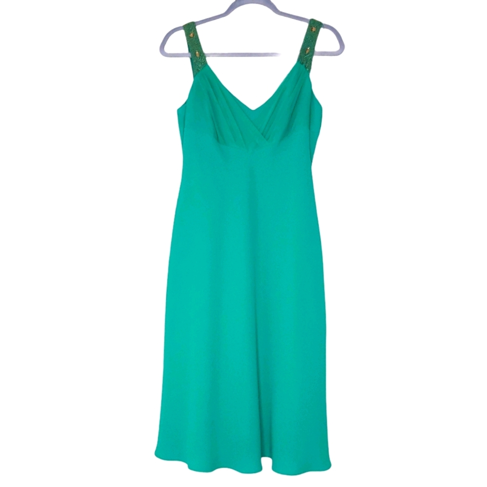 Evan-Picone Beaded Strap Green Dress 6